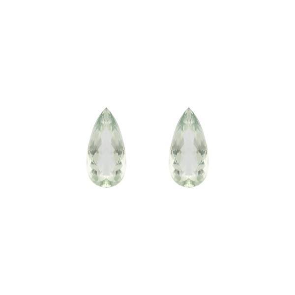 17.88ct Pair Of Checkerboard Cut Pear Shape Green Quartz 20x10mm — Dynagem