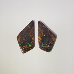 48.43ct Pair of Kite Shape Boulder Opals 40x20mm - Dynagem 