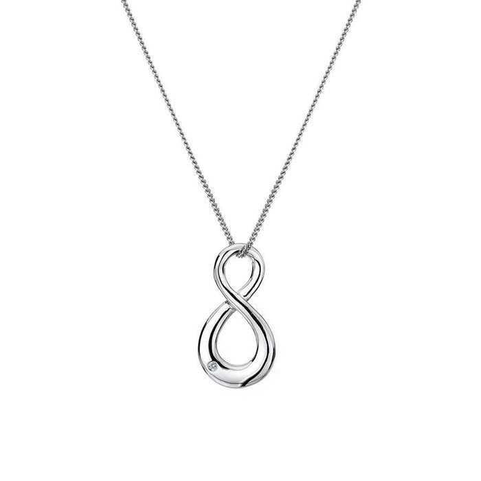 Sterling Silver 0.01ct Figure-Of-Eight Shape Pendant Hand-Set with a Diamond Accent