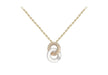 9ct 3-Tone Gold CZ Double-Ring Adjustable Necklace 