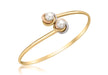 9ct 3-Colour Gold Fresh Water Pearl Double-Knot Flexible Torque Bangle