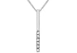 9ct White Gold CZ Bar Drop Pendant on Chain Necklace - Dynagem 