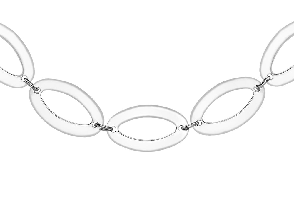 9ct White Gold Elliptic Link Chain Necklace 43cm/17" - Dynagem 