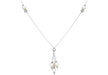 9ct White Gold Pearl Cluster Drop on Snake Chain Necklace  43m/17"9