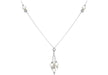 9ct White Gold Pearl Cluster Drop on Snake Chain Necklace 43cm/17" - Dynagem 