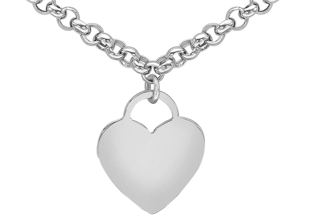 9-karätige Weißgold-Halskette mit dreifachem Herz und runder Belcher-Kette