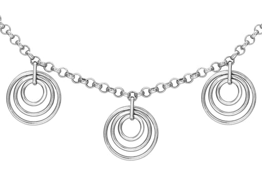 9ct White Gold Multi Circle Drop Belcher  Chain Necklace  46m/18"9