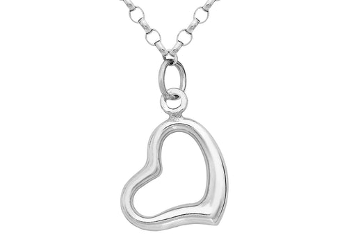 9ct White Gold Floating Heart Pendant on Round Belcher  Chain Necklace  46m/18"9