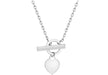 9ct White Gold Heart Charm T-Bar Chain Necklace  41m/16"9