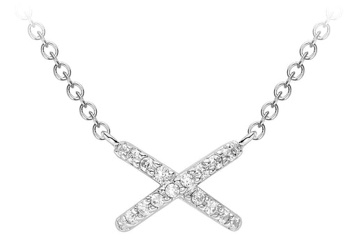 9ct White Gold Zirconia  riss Cross Necklace  46m/18"9