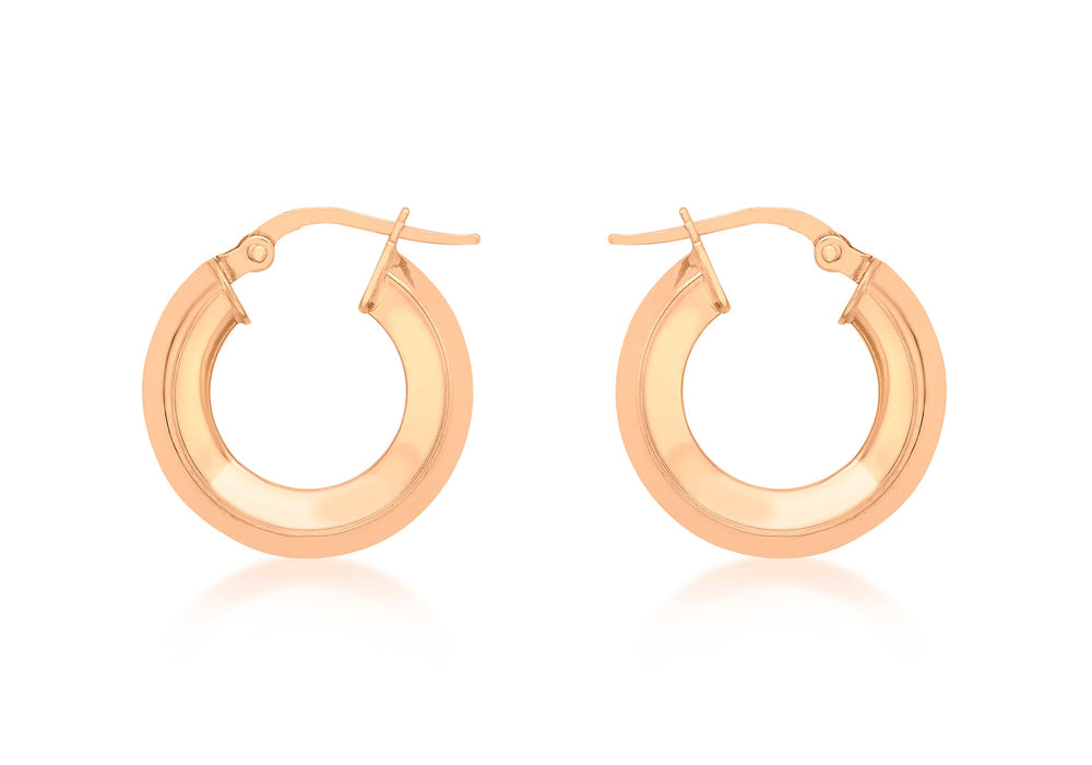 9ct Rose Gold 18mm Square Tube Creole Earrings