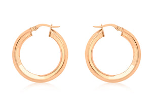 9ct Rose Gold 27mm Square Tube Creole Earrings