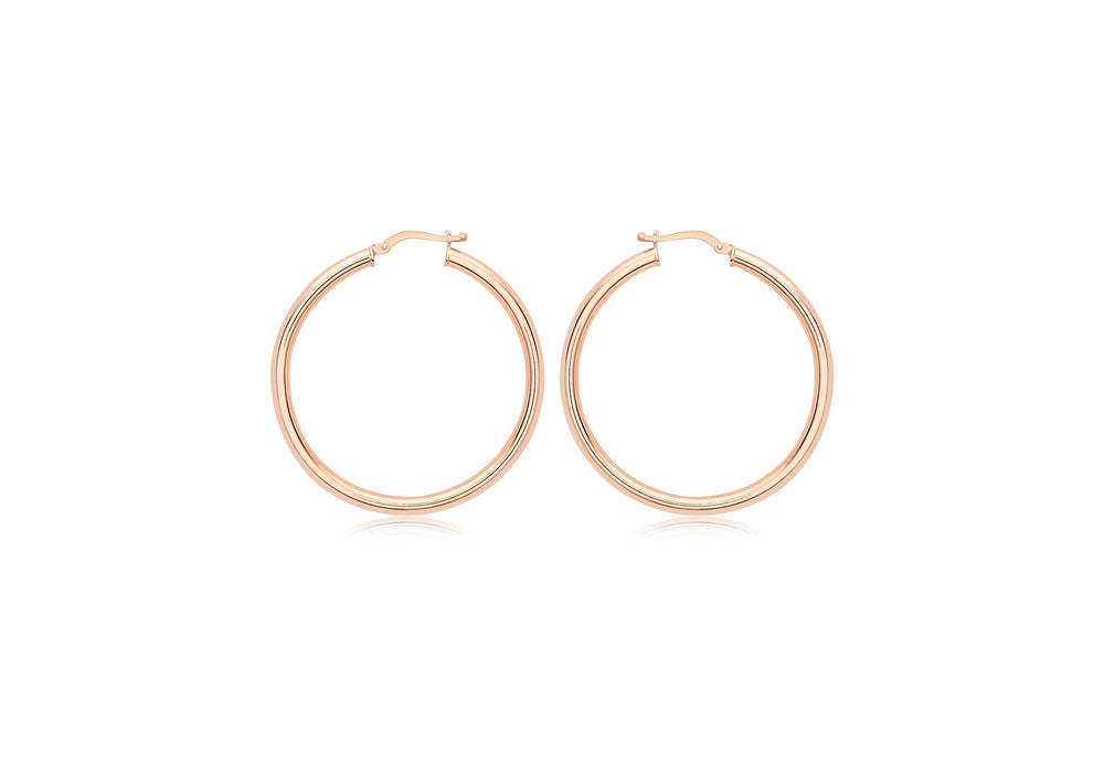 9ct Rose Gold 40mm Polished Creole Earrings