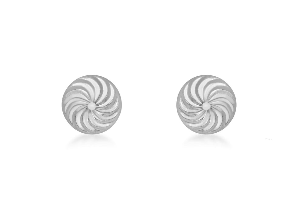 9ct Rose Gold 8mm Swirl Detail Dome Stud Earrings