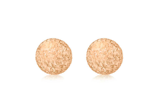 9ct Rose Gold 8mm Diamond Cut Ball Stud Earrings