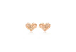 9ct Rose Gold Diamond Cut 7.7mm x 5.9mm Heart Stud Earrings