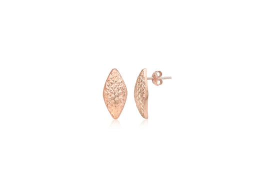 9ct Rose Gold 7.8mm x 15.5mm Diamond Cut Rhombus Stud Earrings