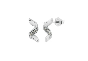 9ct White Gold 0.05t Diamond Twist Stud Earrings