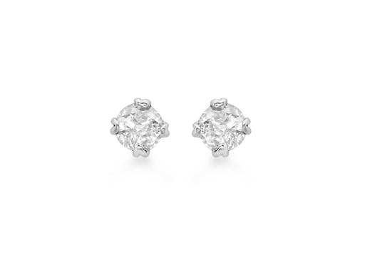 9ct White Gold 0.10ct Solitaire Diamond 2mm Stud Earrings