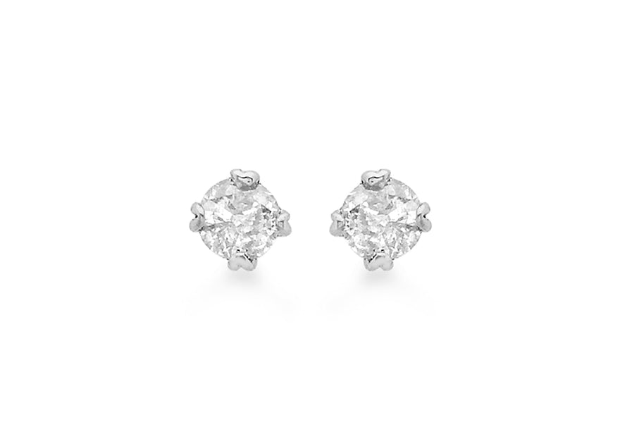 9ct White Gold 0.10ct Solitaire Diamond 2mm Stud Earrings