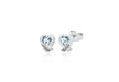 9ct White Gold 0.015t Diamond and 0.45t Aquamarine Heart Stud Earrings