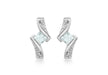 9ct White Gold 0.03t Diamond and Aquamarine Stud Earrings