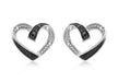 9ct White Gold 0.05t Black and White Diamond Heart Stud Earrings
