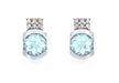 9ct White Gold 0.05t Diamond and Blue Topaz Stud Earrings