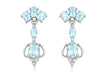 9ct White Gold 0.09ct Diamond and Blue Topaz Ornate Drop Earrings