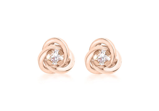 9ct Rose Gold Zirconia  7mm Knot Stud Earrings