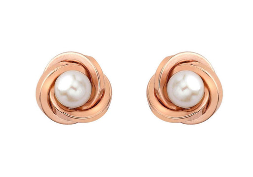 9ct Rose Gold Knot and Pearl Stud Earrings