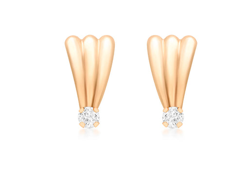 9ct Rose Gold Fan and Zirconia  Stud Earrings