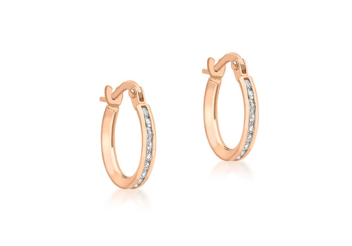 9ct Rose Gold Zirconia  Band 13mm Creole Earrings
