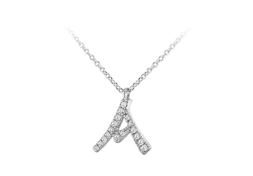 9ct White Gold and Diamonds 'Initial A' Necklet 