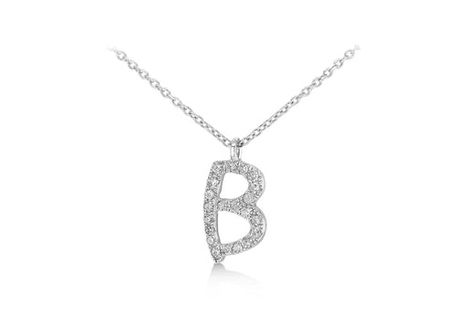9ct White Gold and Diamonds 'Initial B' Necklet 