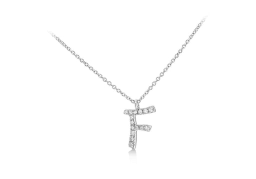 9ct White Gold and Diamonds Set 'Initial F' Necklet 