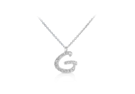 9ct White Gold and Diamonds Set 'Initial G' Necklet 