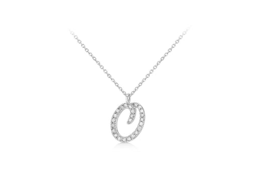 9ct White Gold and Diamonds Set 'Initial O' Necklet 