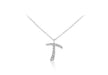 9ct White Gold and Diamonds Set 'Initial T' Necklet 