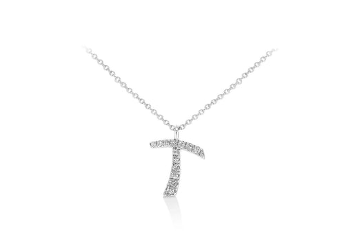 9ct White Gold and Diamonds Set 'Initial T' Necklet 