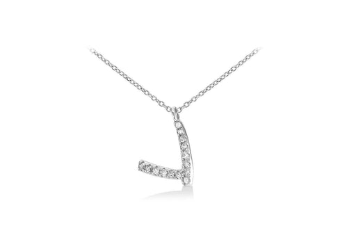 9ct White Gold and Diamonds Set 'Initial V' Necklet 