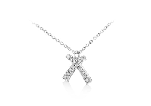 9ct White Gold and Diamonds Set 'Initial X' Necklet 