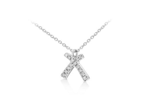 9ct White Gold Diamonds Set 'Initial X' Necklace