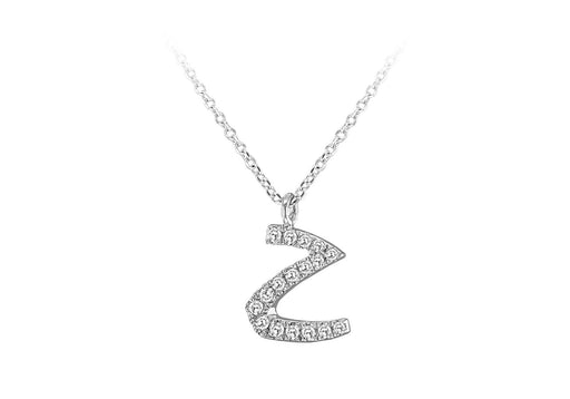 9ct White Gold 0.07ct Diamonds Set 'Initial Z' Necklace
