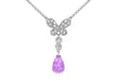 9ct White Gold 0.12ct Diamond Butterfly Amethyst Drop Necklet 