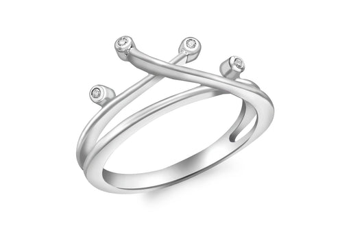 9ct White Gold 0.02ct Diamond Crossover Ring 