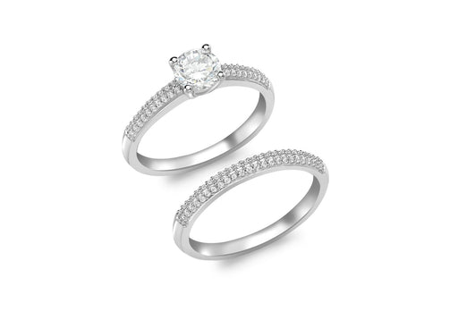 2 Ring Set with CZ Stones in 9ct White Gold 