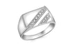 9ct White Gold 0.05t Diamond Men's Rectangular Ring