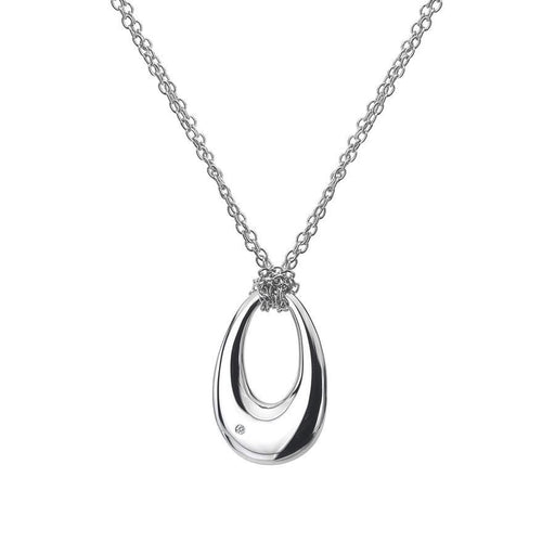 Oval Pendant Necklace With Double Chain Hand-Set With A Diamond Accent