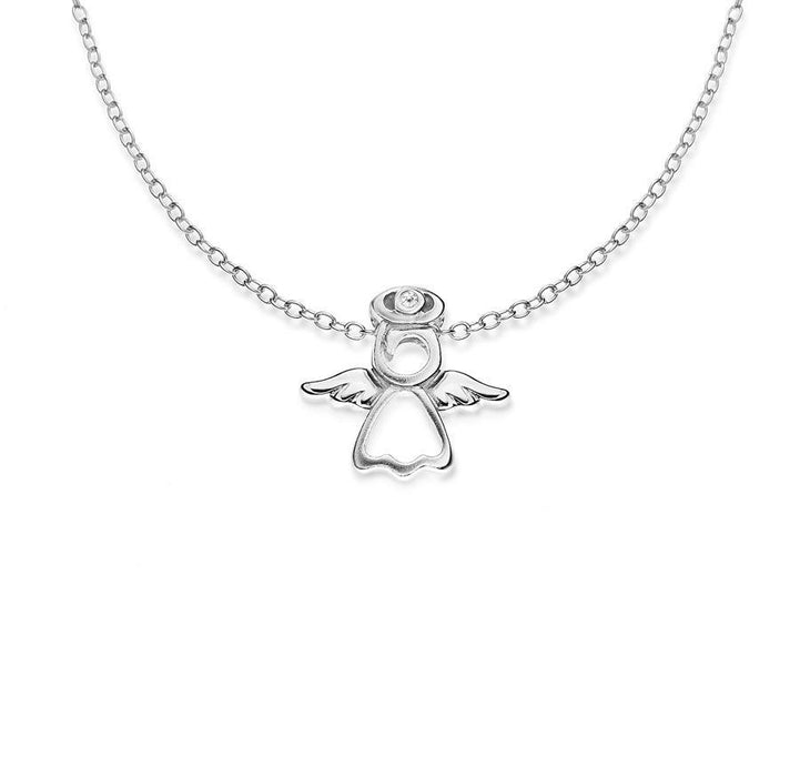 Sterling Silver 0.01ct Angel Pendant Hand-Set with a Diamond Accent 